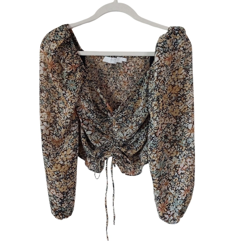 Astr Multicolor Floral Ruched Blouse